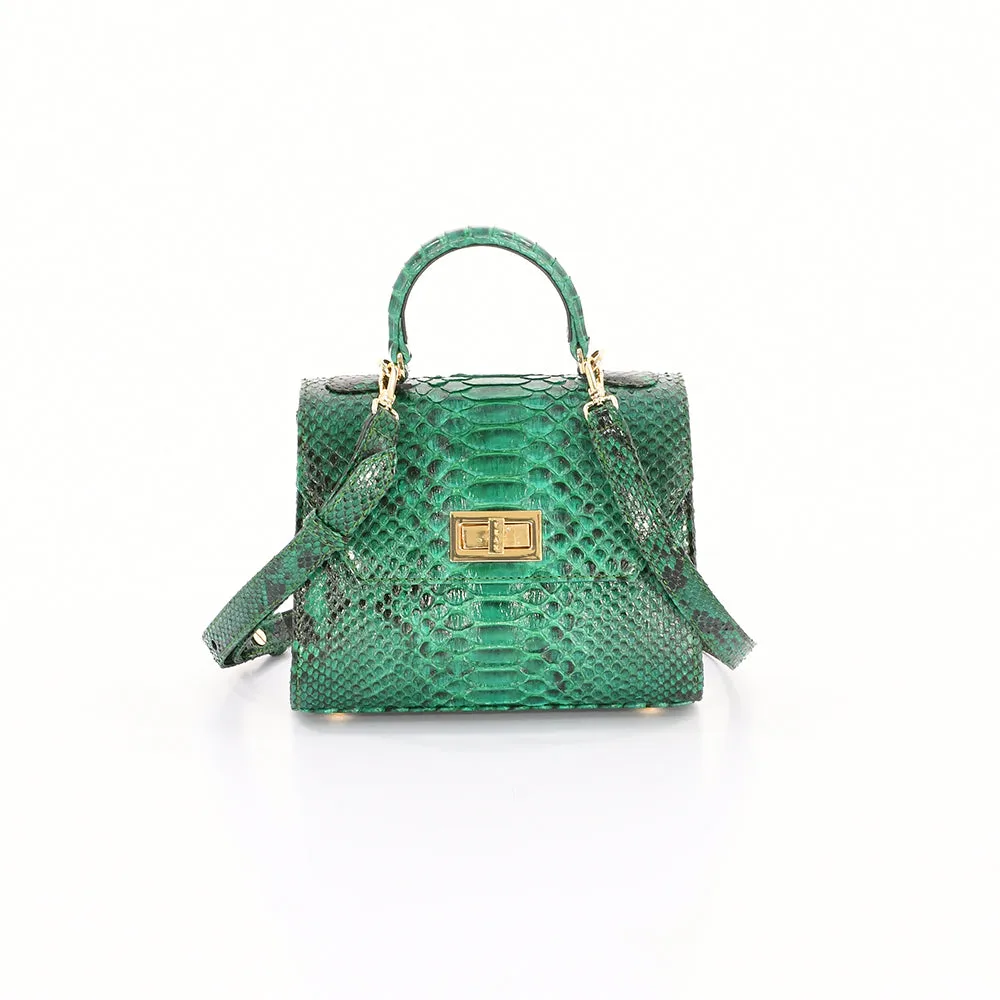 KYRA Boxy structured handbag hardware in the middle Emerald Green