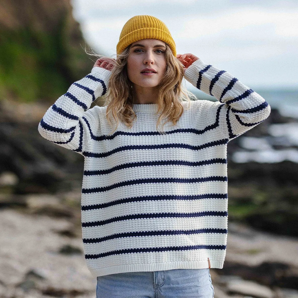 Lakewood Knitted Jumper - Off White Stripe