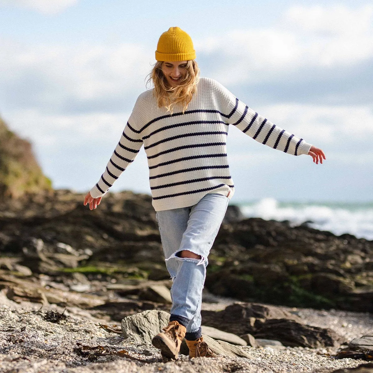 Lakewood Knitted Jumper - Off White Stripe