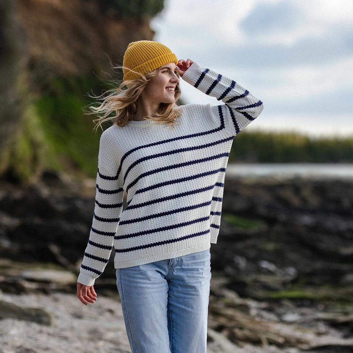 Lakewood Knitted Jumper - Off White Stripe