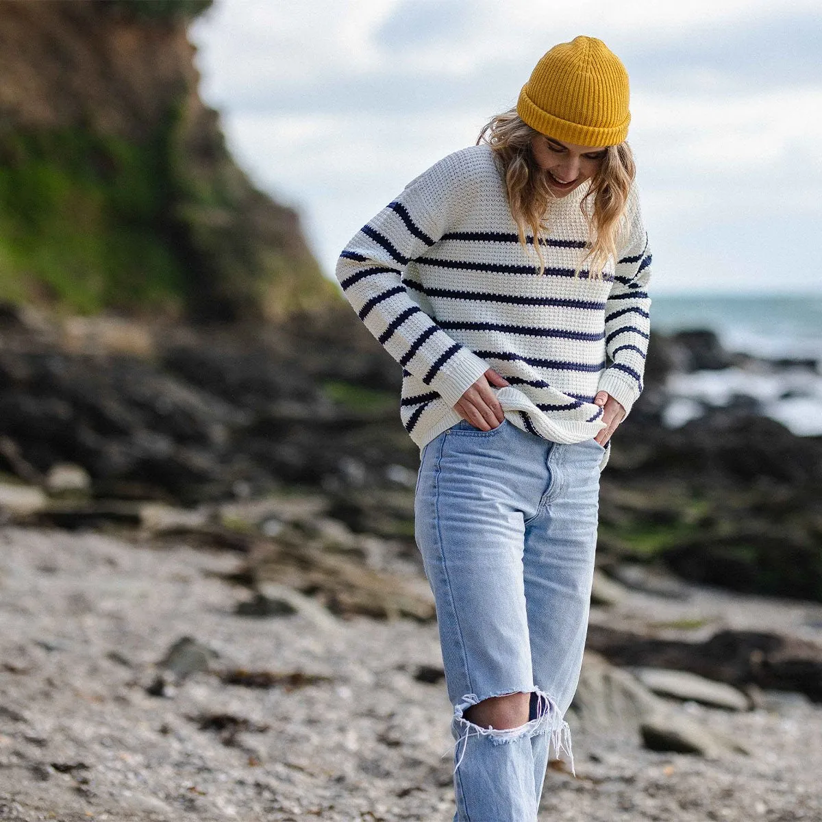 Lakewood Knitted Jumper - Off White Stripe