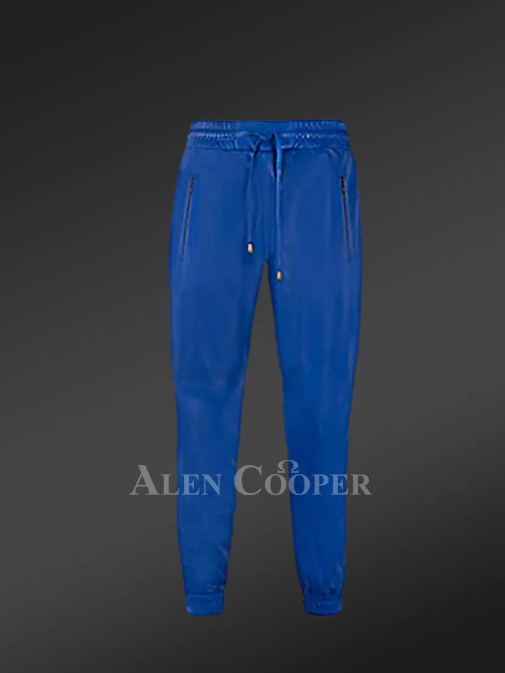 Leather Joggers in Blue for a Comfortable and Soft Texture