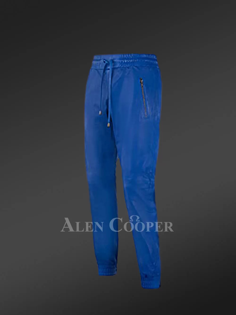 Leather Joggers in Blue for a Comfortable and Soft Texture