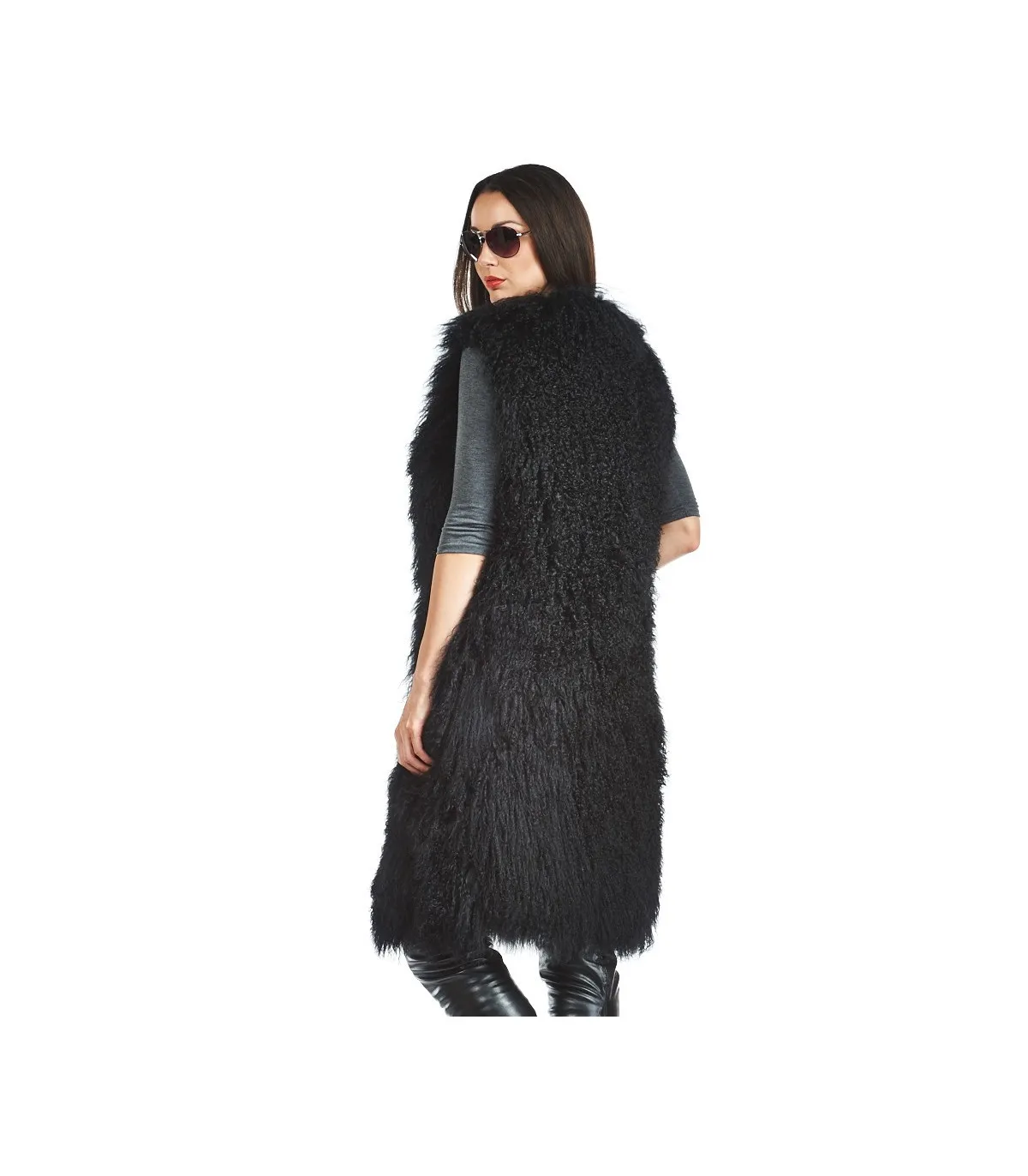 Leigh Mongolian Lamb Duster Vest: FurHatWorld.com