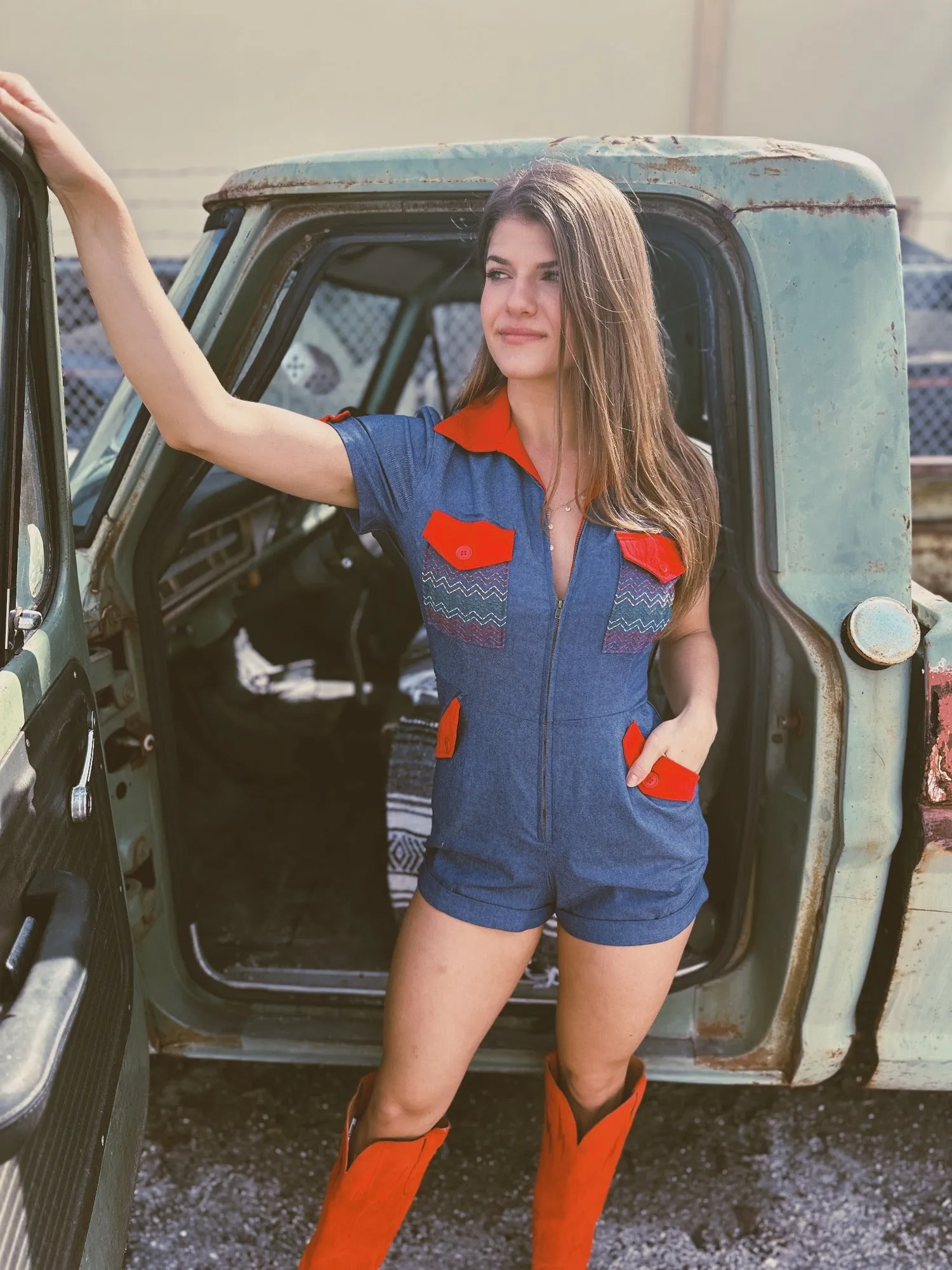 Let The Good Times Roll Denim Romper