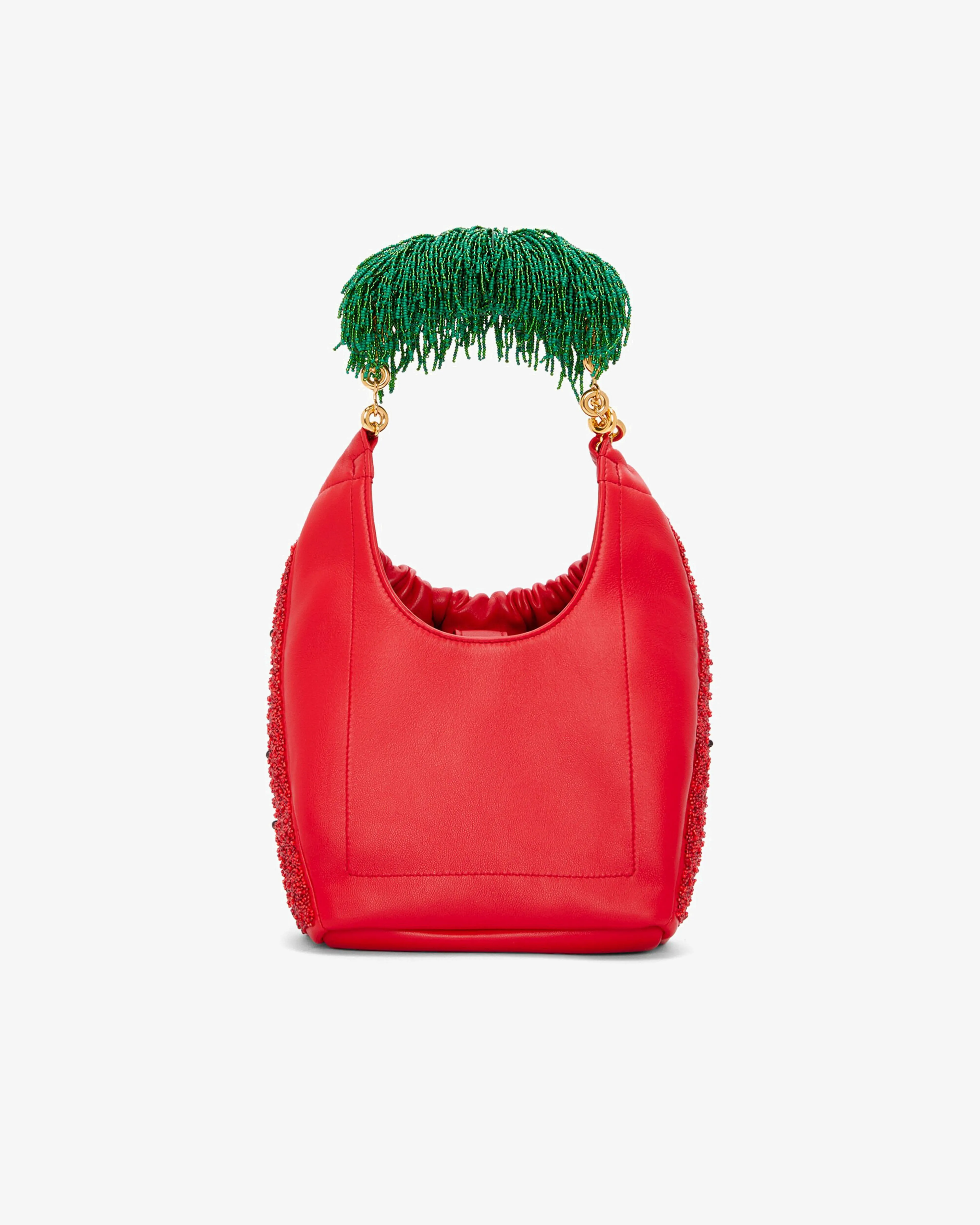 Loewe Mini Squeeze Bag In Beaded Leather  Red