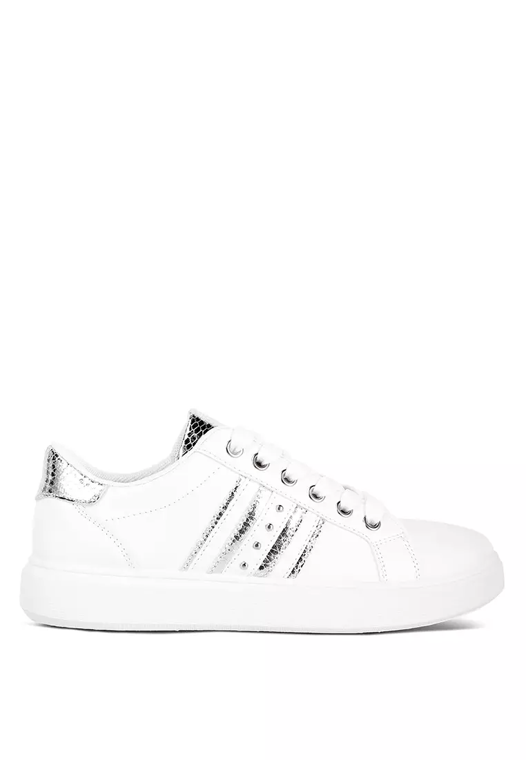 London Rag White Metallic Faux Leather Sneakers