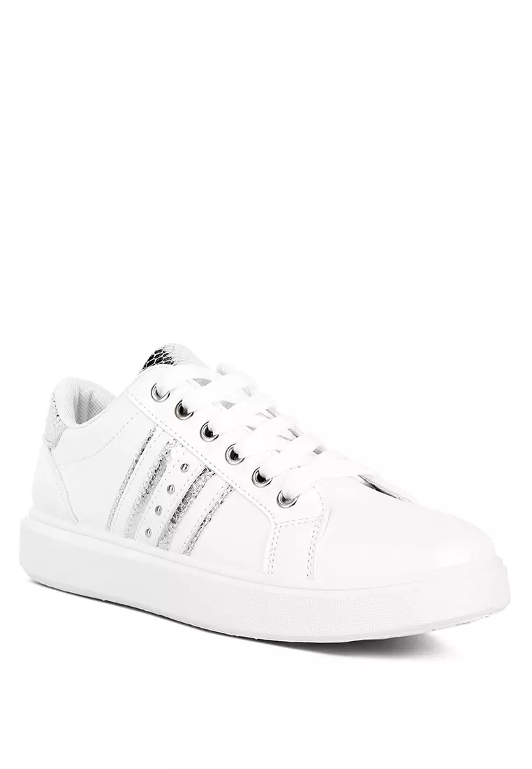 London Rag White Metallic Faux Leather Sneakers