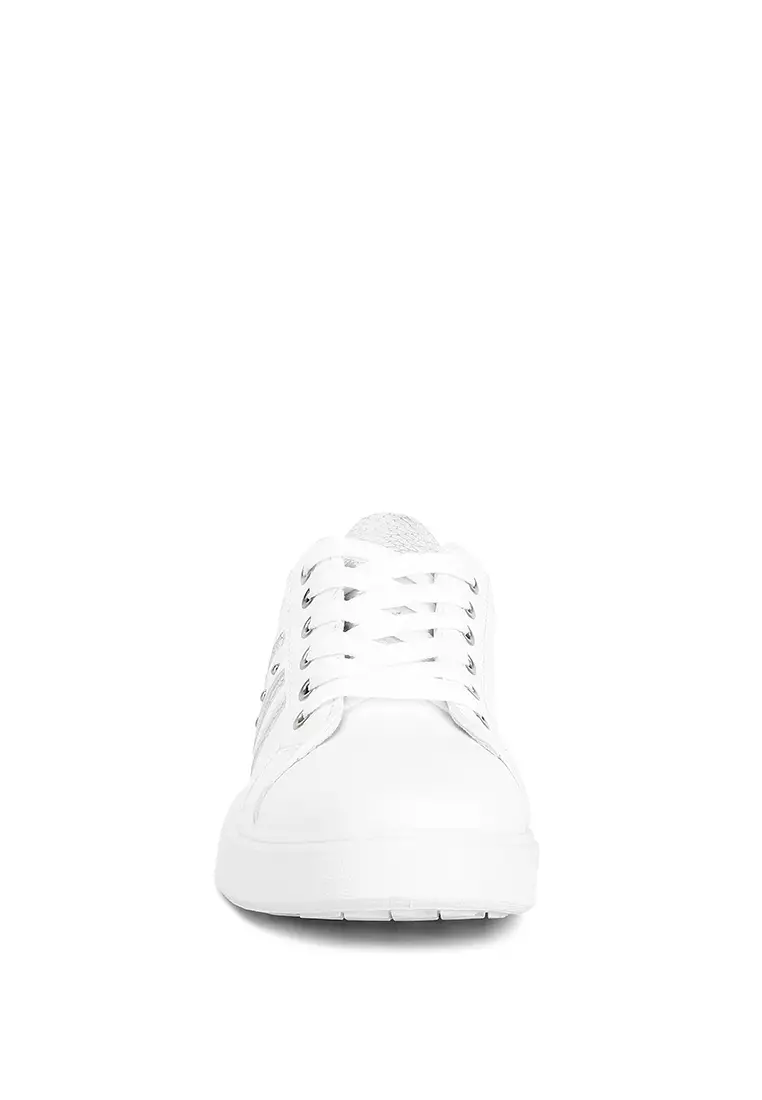 London Rag White Metallic Faux Leather Sneakers