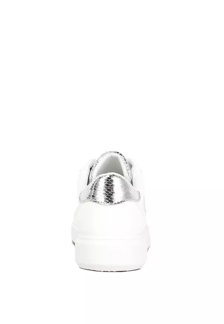 London Rag White Metallic Faux Leather Sneakers