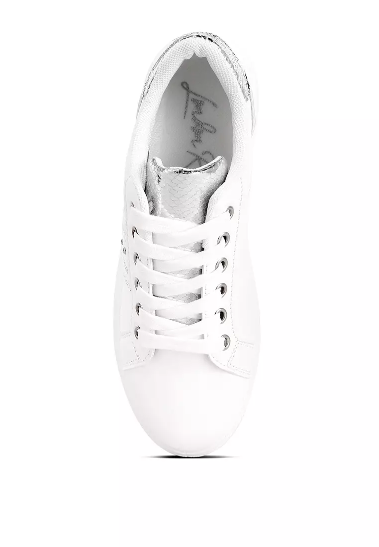 London Rag White Metallic Faux Leather Sneakers