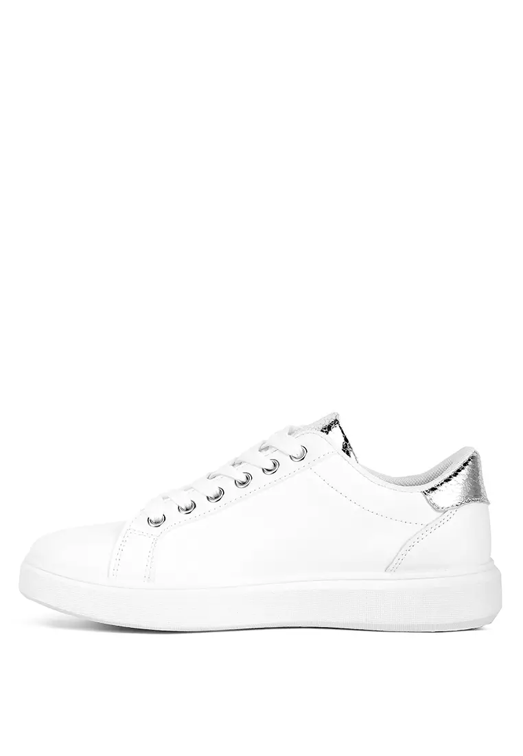 London Rag White Metallic Faux Leather Sneakers