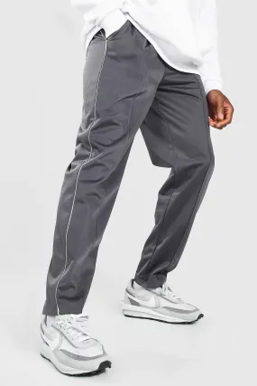 Loose Fit Pintuck Tricot Joggers With Piping | boohooMAN UK