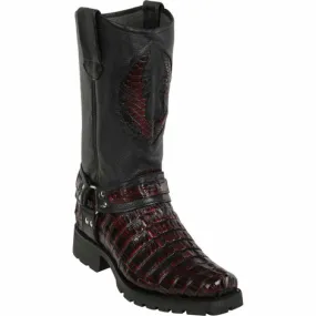 LOS ALTOS Black CHERRY CAIMAN Tail Motor Cycle Biker Boot