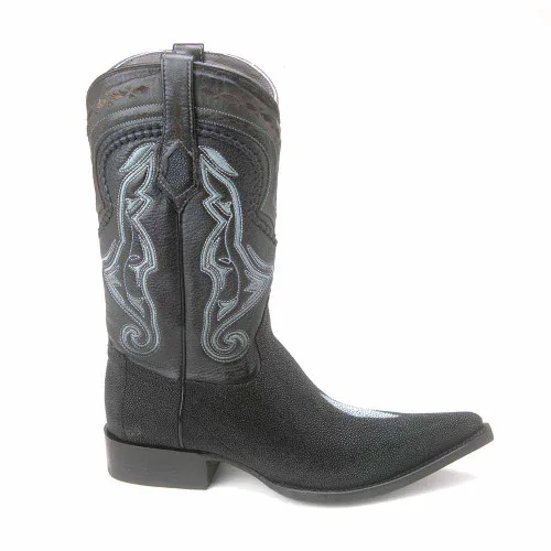 Los Altos Black Stingray Single Stone 3X Toe Men’s Boot