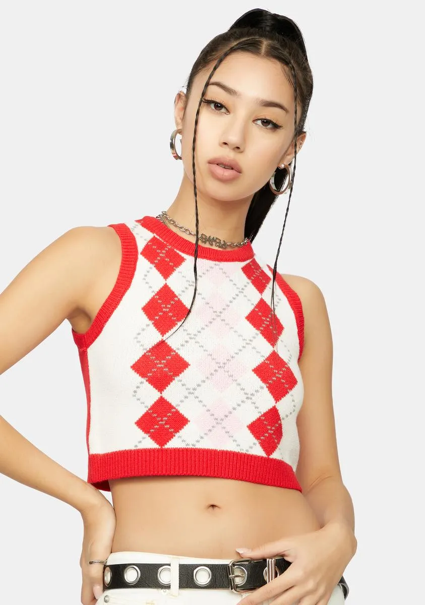 Love Main Stage Cropped Argyle Vest-