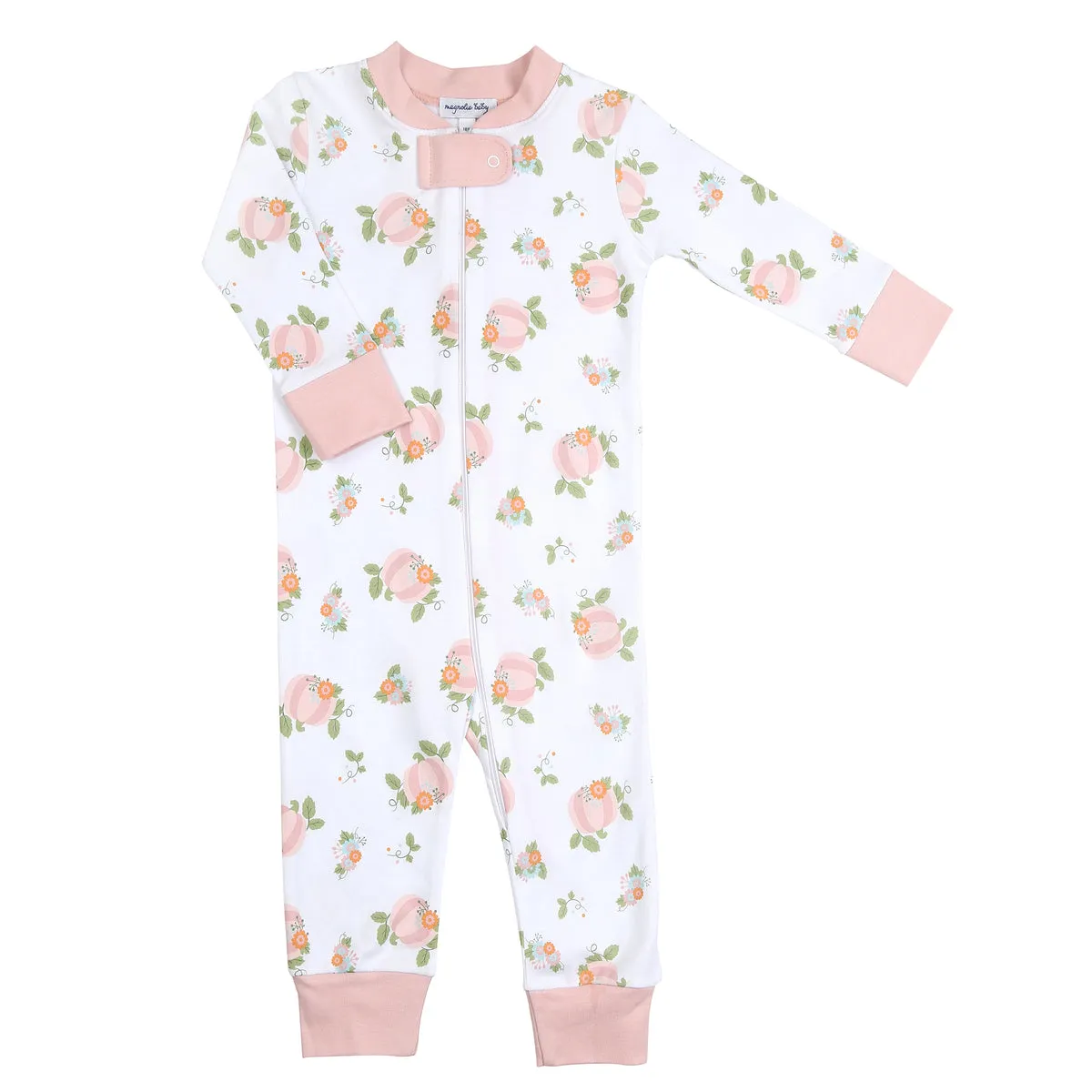 Magnolia Baby Zipped PJ Romper - Pink Pumpkin