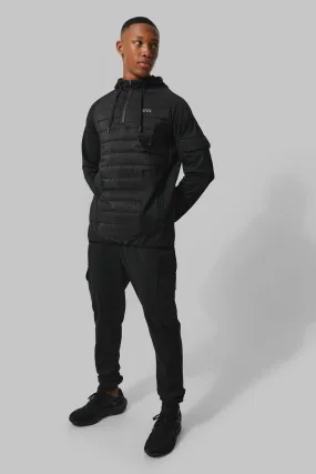 Man Active Quilted Zip Cargo Tracksuit | boohooMAN UK