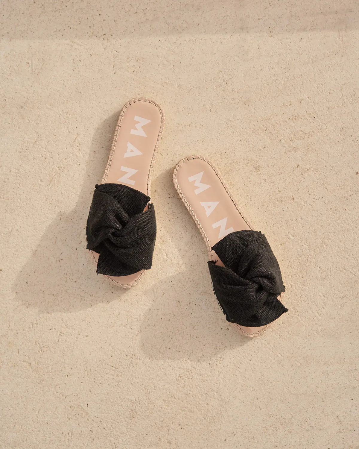 Manebi   Sandals With Knot La Havana Black Organic Hemp