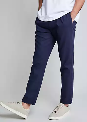 Men’s ’Blaster’ Linen Trousers - Navy (Luxe) by Threadbare | Look Again