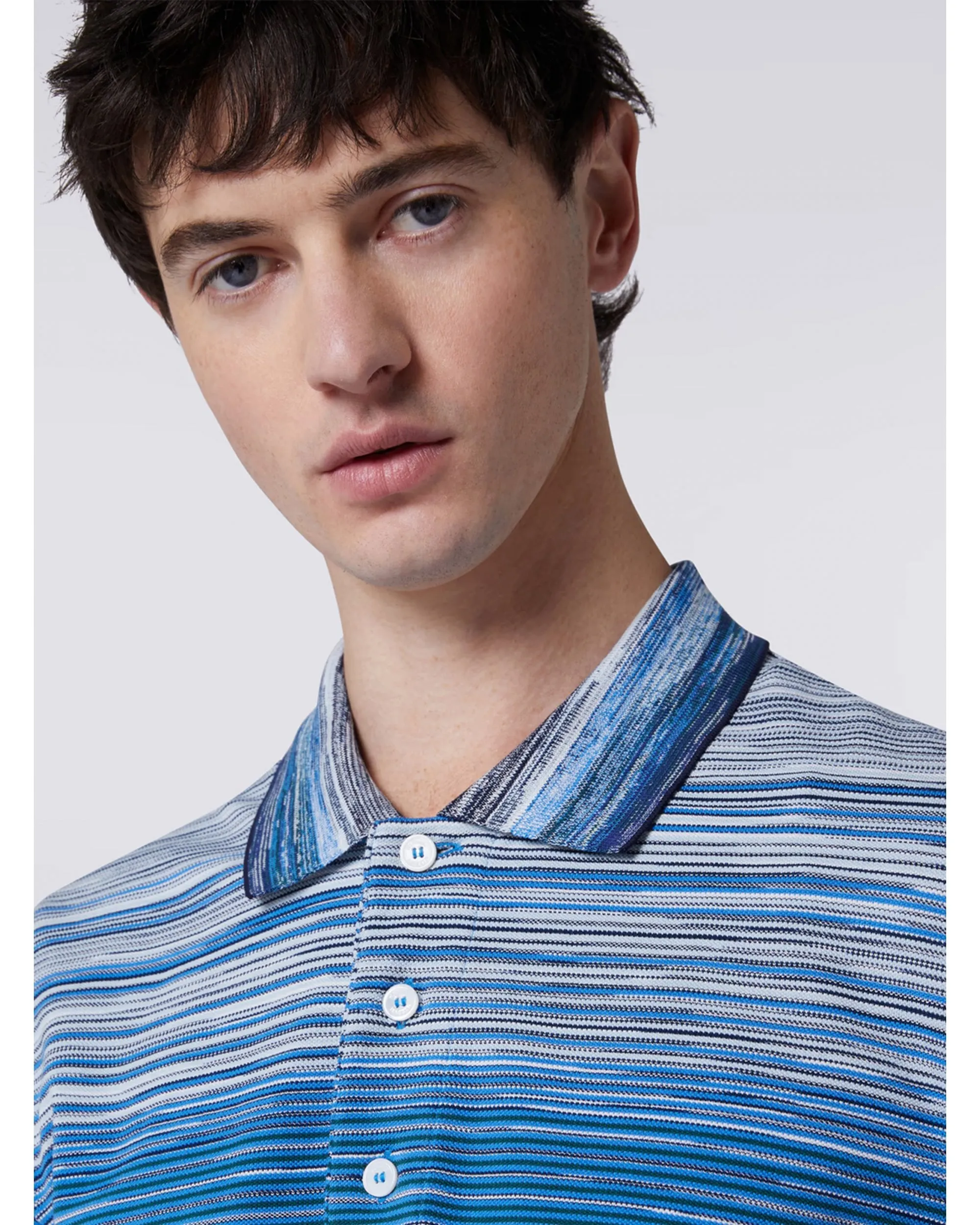 Mens Space Dye Polo Shirt Blue 