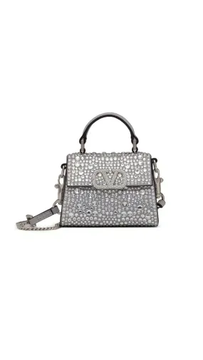 Micro Vsling Embroidred Handbag - Grey Crystal