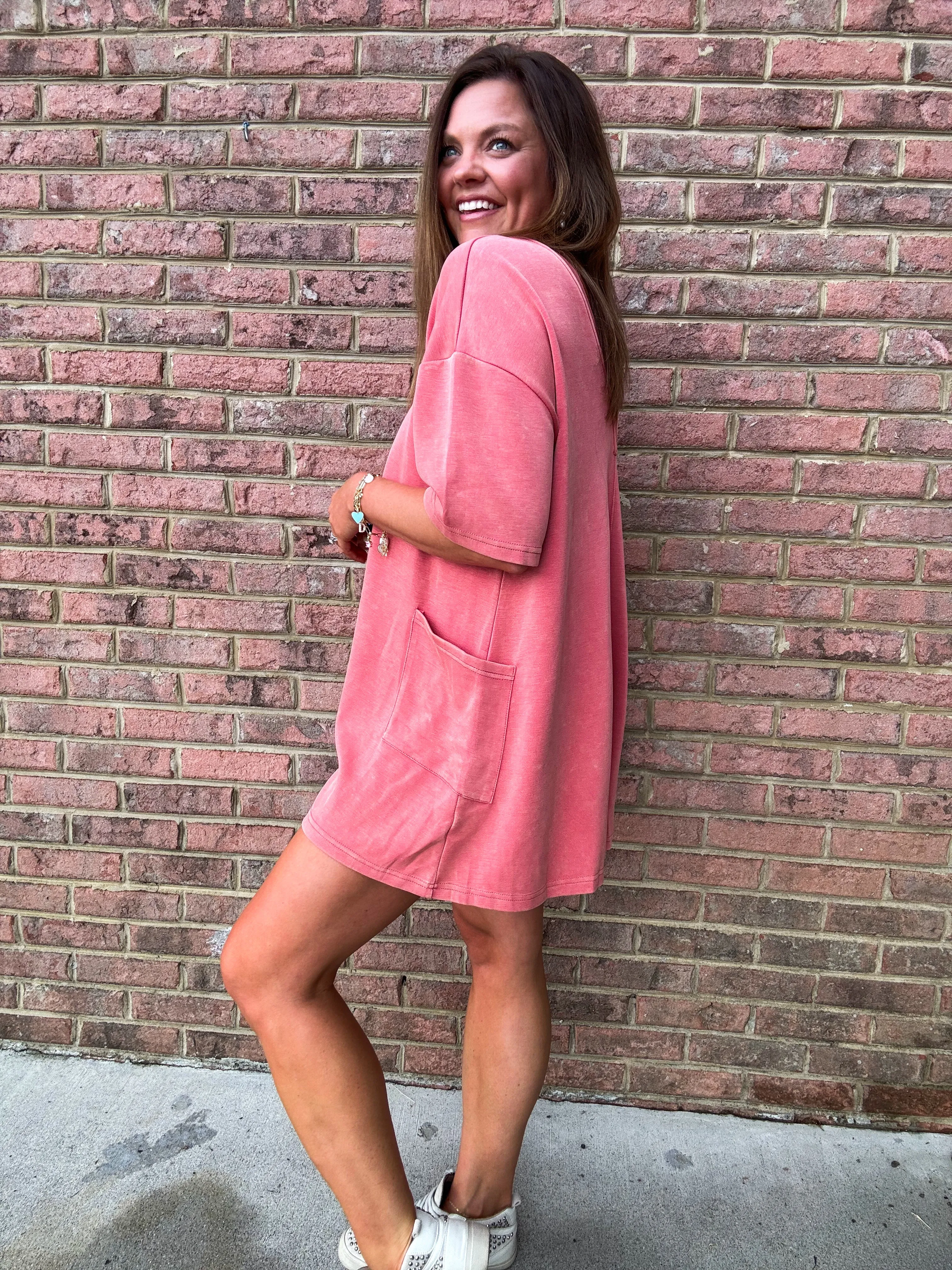       MINERAL WASH ROMPER - PINK    