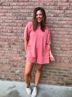       MINERAL WASH ROMPER - PINK    