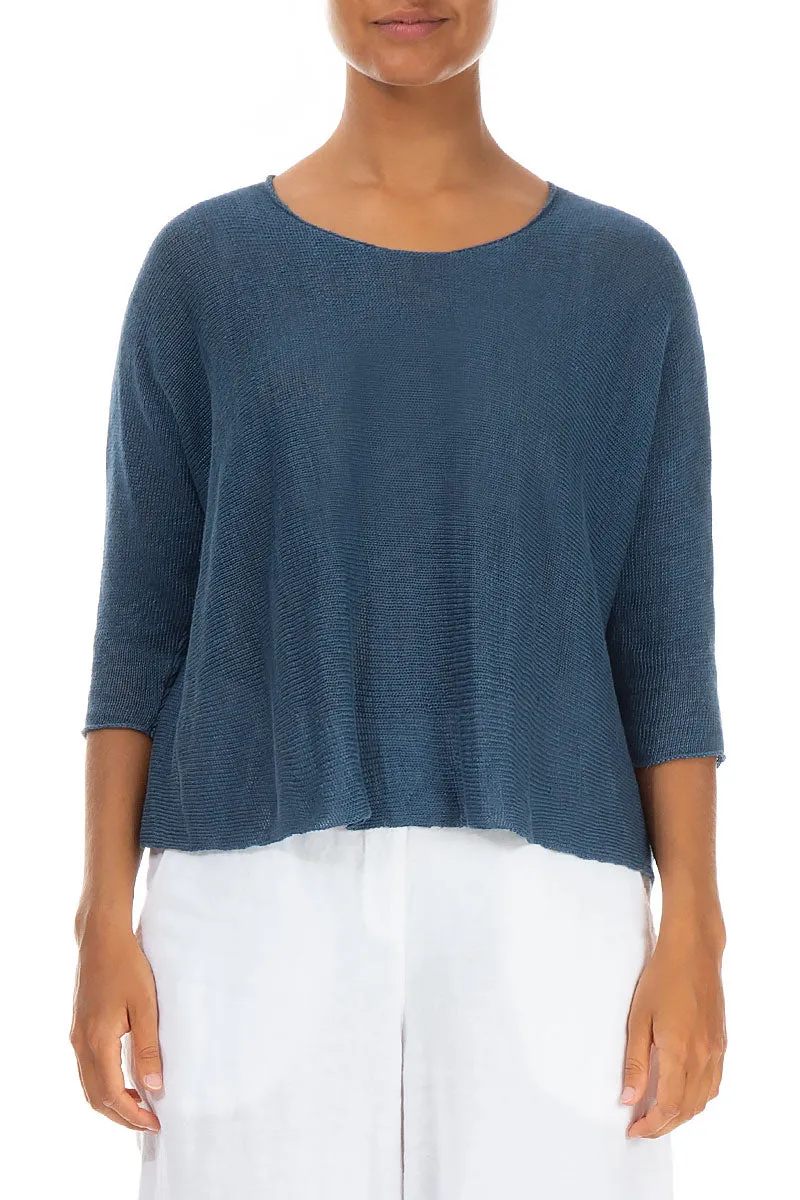 Minimalistic Blue Linen Jumper