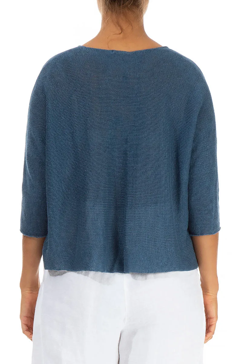 Minimalistic Blue Linen Jumper