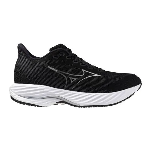 Mizuno Women's Wave Rider 28 Running Shoe in Black Harbor Mist