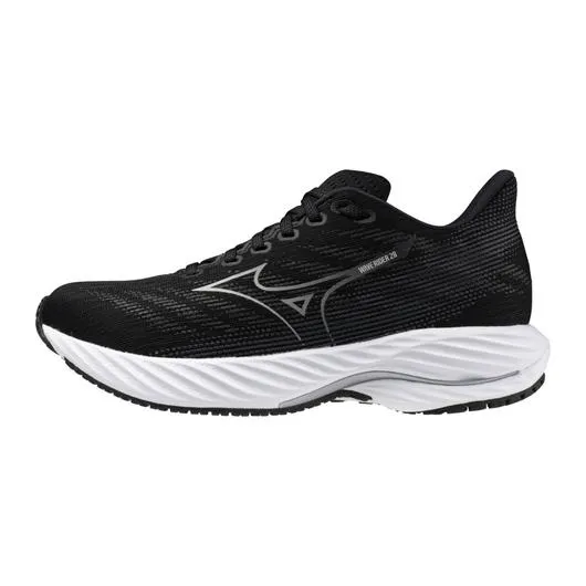 Mizuno Women's Wave Rider 28 Running Shoe in Black Harbor Mist