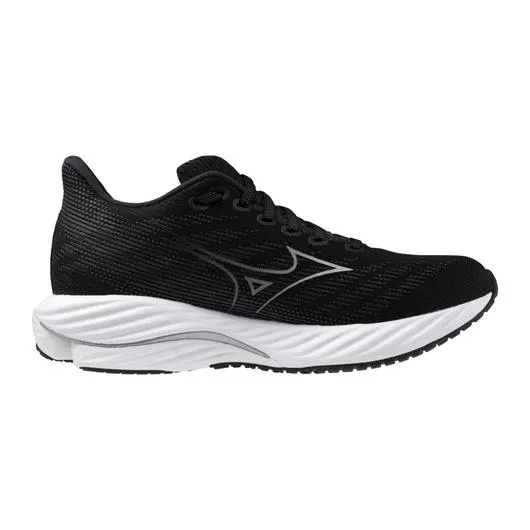 Mizuno Women's Wave Rider 28 Running Shoe in Black Harbor Mist