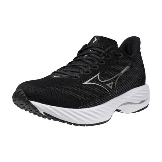 Mizuno Women's Wave Rider 28 Running Shoe in Black Harbor Mist