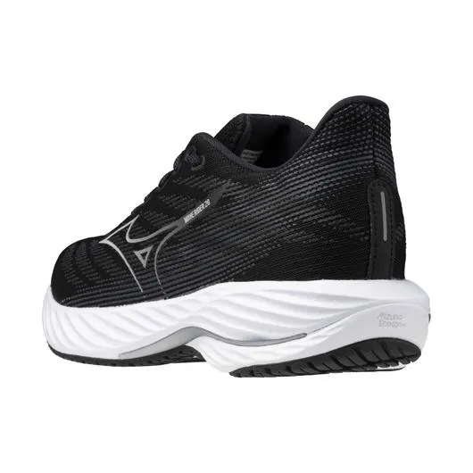 Mizuno Women's Wave Rider 28 Running Shoe in Black Harbor Mist