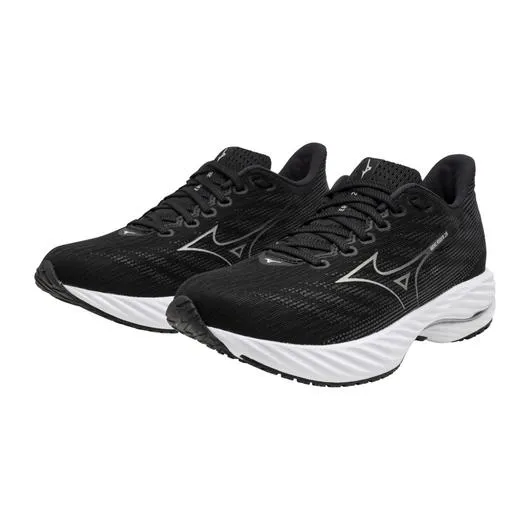 Mizuno Women's Wave Rider 28 Running Shoe in Black Harbor Mist