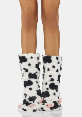 Moo Moo Plush Sherpa Slipper Socks-