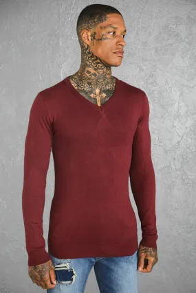 Muscle V Neck Jumper | boohooMAN UK