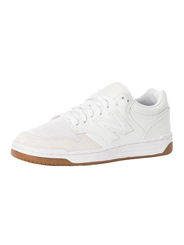 New Balance 480 Leather Trainers - White/White