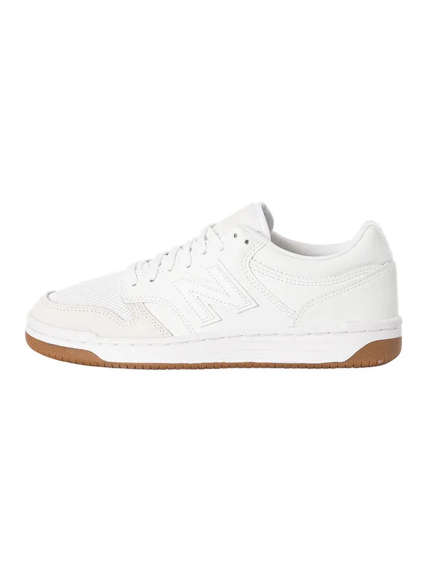 New Balance 480 Leather Trainers - White/White