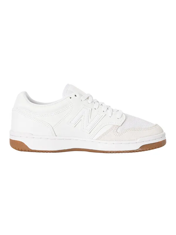 New Balance 480 Leather Trainers - White/White