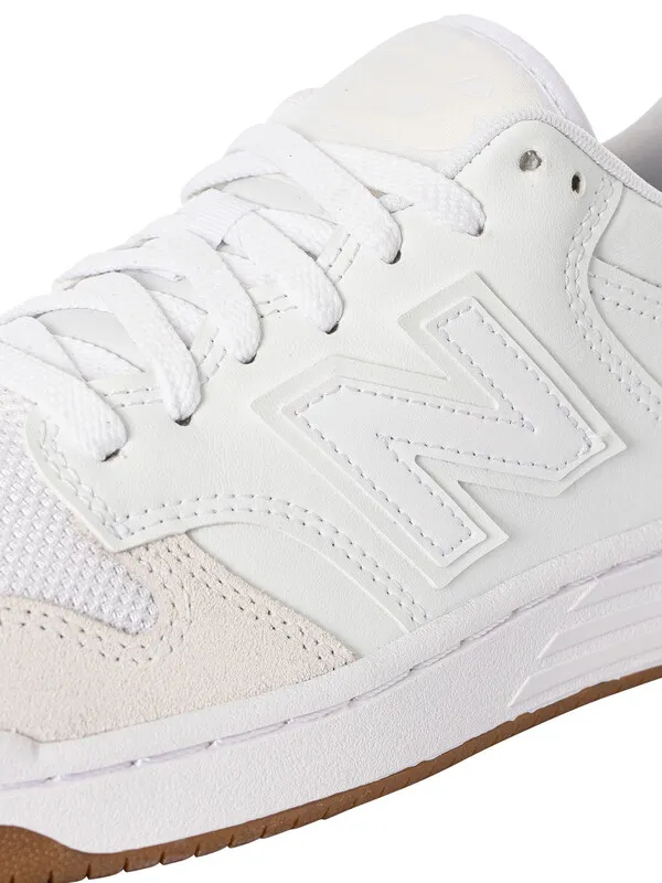 New Balance 480 Leather Trainers - White/White