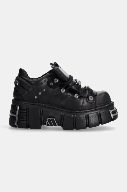 New Rock leather sneakers black color M-120N-S26