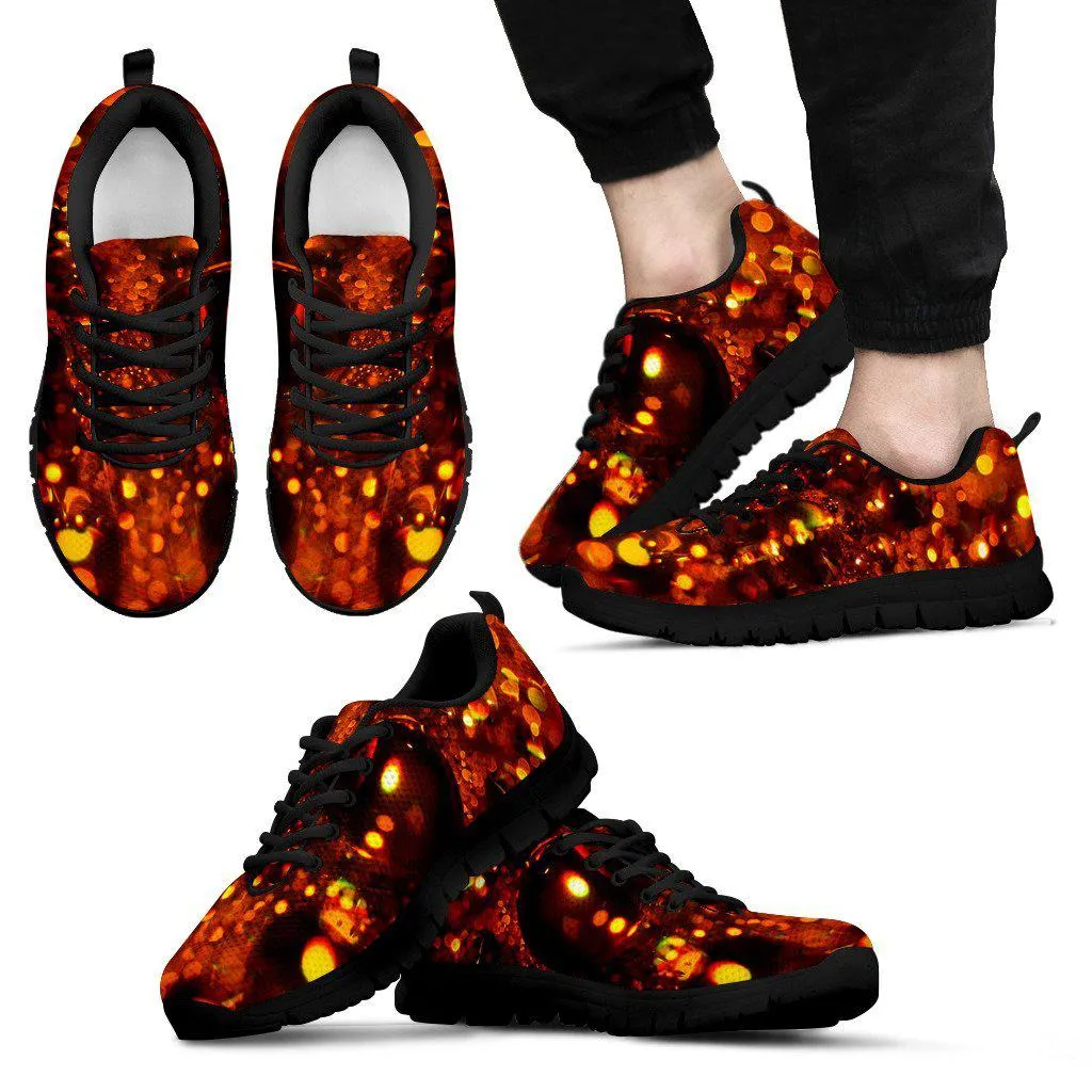 Orange Water Droplets Black Border Men's Sneakers