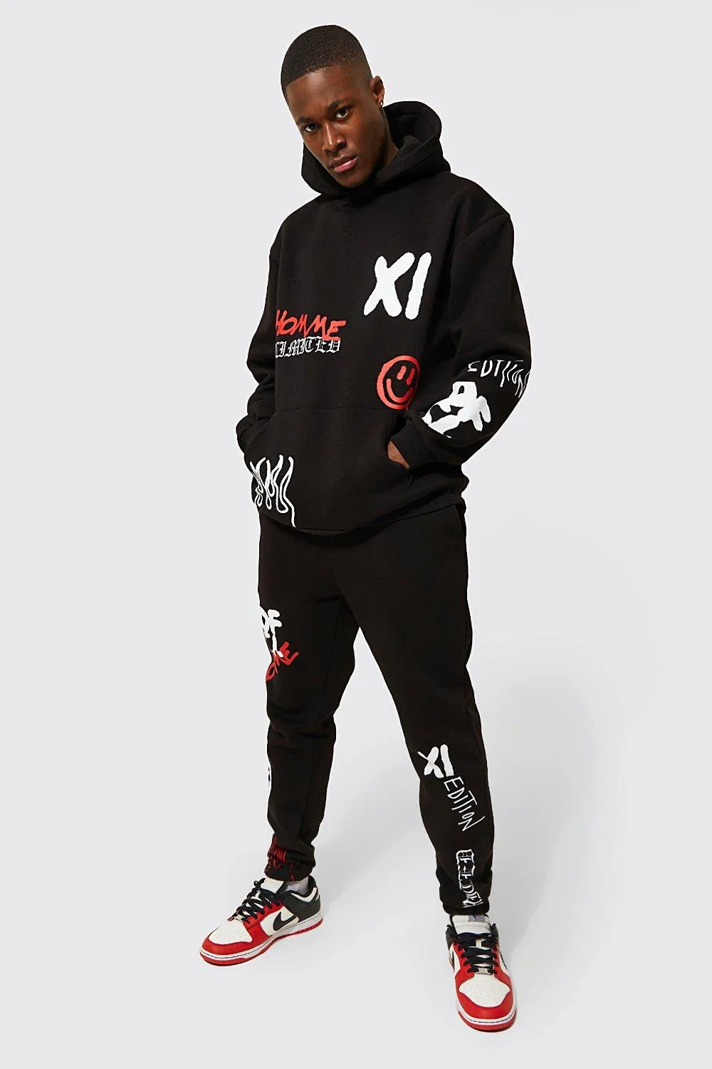 Oversized Graffiti Printed Tracksuit