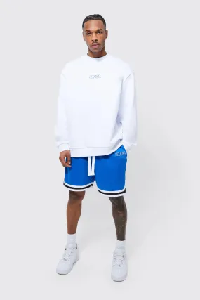 Oversized Ofcl Sweatshirt Mesh Short Tracksuit | boohooMAN UK