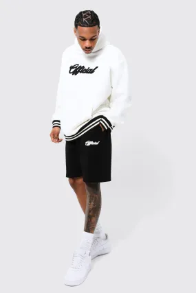 Oversized Official Sports Rib Short Tracksuit | boohooMAN UK