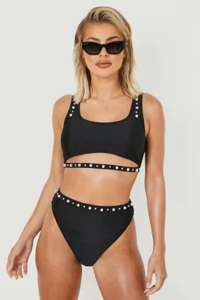 Pearl Embellished High Waisted Bikini Brief