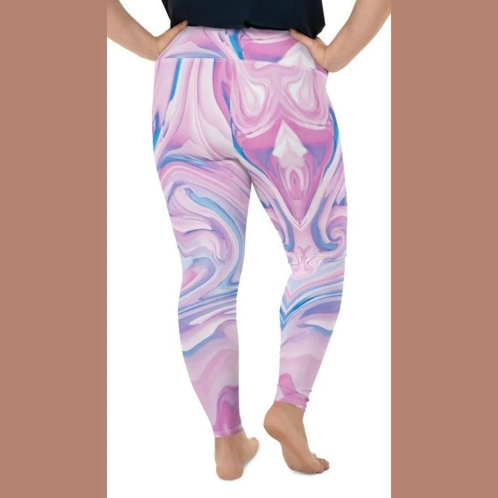 Pink & Blue Marble Plus Size Leggings