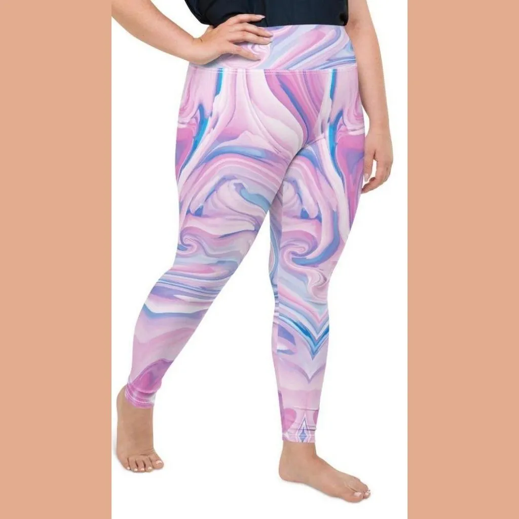 Pink & Blue Marble Plus Size Leggings